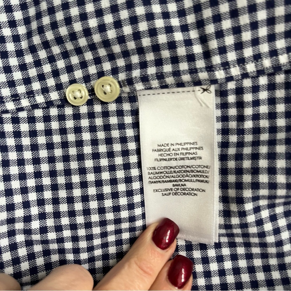 Polo Ralph Lauren Men’s Collared Button Down Gingham Cotton XXL Navy Blue White - Picture 9 of 12